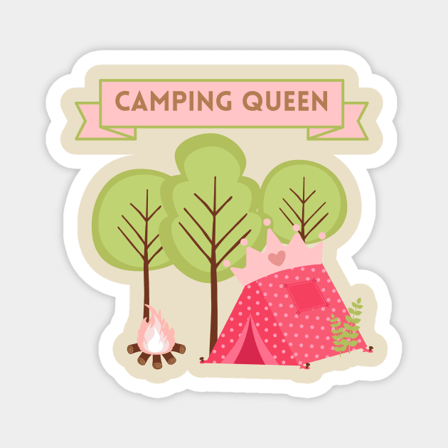 Camping Queen - white background Magnet by Tee's Tees