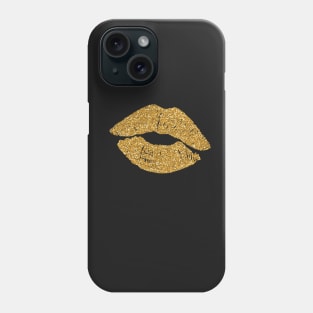 Gold Glittery Lips Phone Case