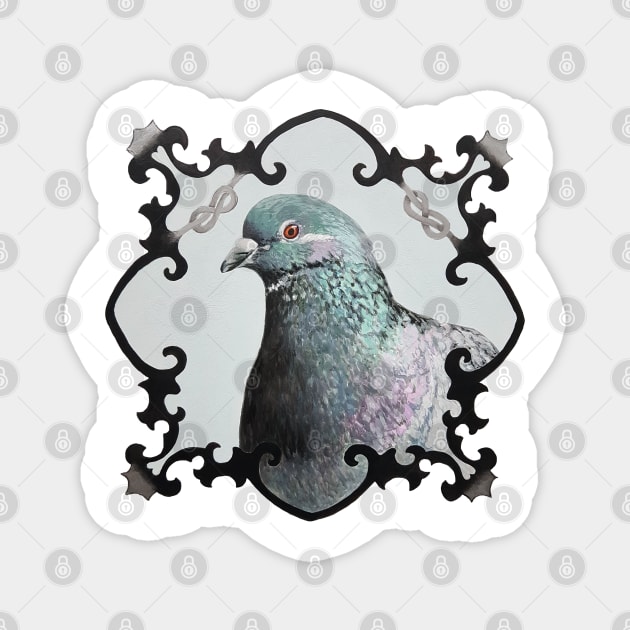 Pigeon - Rock Dove bird portrait painting Magnet by EmilyBickell