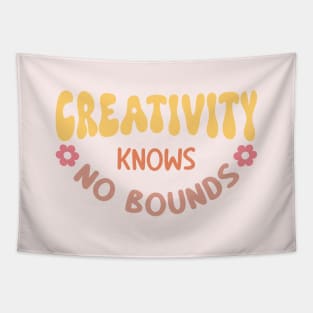 Creativity Knows No Bounds. Boho lettering motivation quote Tapestry