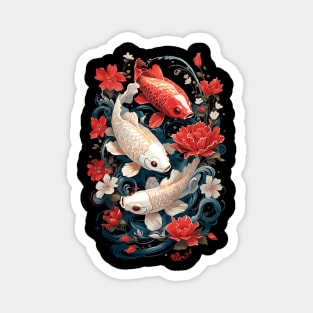 Koi Fish Serenity: Graceful Fins Amidst Tranquil Waters Magnet