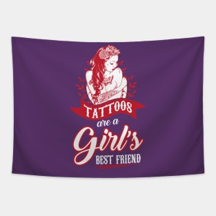 Tattoos are girls best friends (white) Tapestry