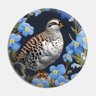 The Willow Ptarmigan and Alaska Forget-Me-Nots Pin