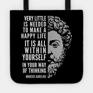 Marcus Aurelius Quote: A Happy Life Tote