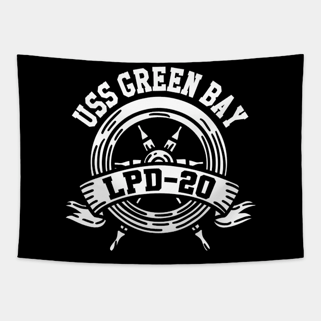 Uss Green Bay Lpd-20 Ship Helm Wheel Tapestry by BramCrye