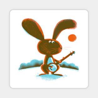 Banjo Bunny White Magnet