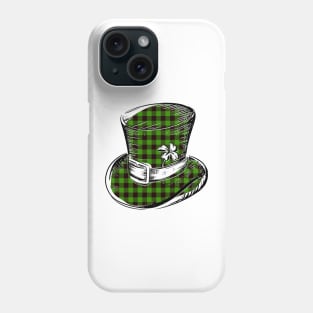 Irish Lucky Clover Leprechaun Hat in Green Plaid Phone Case