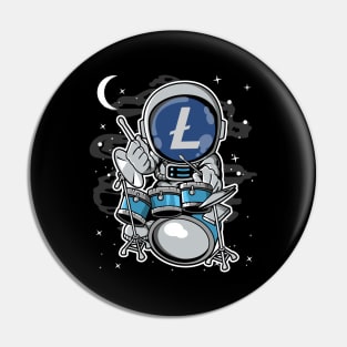 Astronaut Drummer Litecoin LTC Coin To The Moon Crypto Token Cryptocurrency Blockchain Wallet Birthday Gift For Men Women Kids Pin