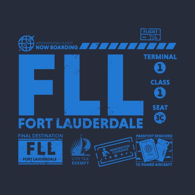 Vintage Fort Lauderdale FLL Airport Code Travel Day Retro Travel Tag by Now Boarding