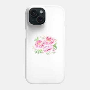 Pink peony flower arrangement watercolor Phone Case