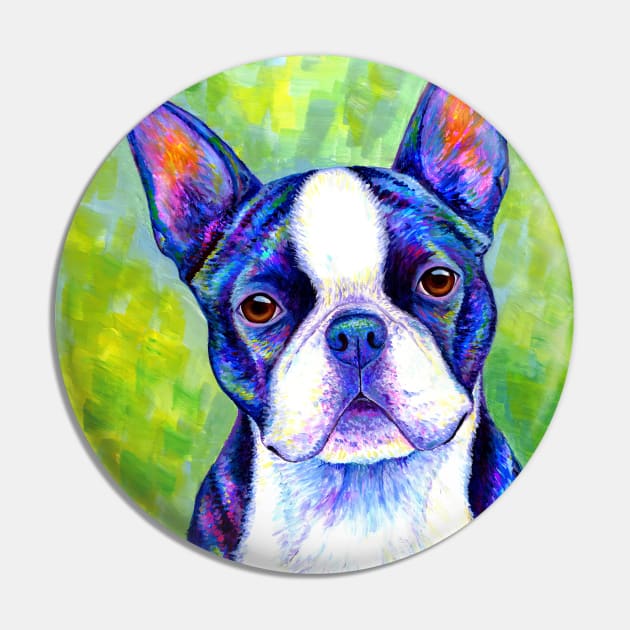 Effervescent Colorful Boston Terrier Dog Pin by rebeccawangart