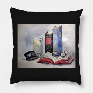 Old books still life Pillow