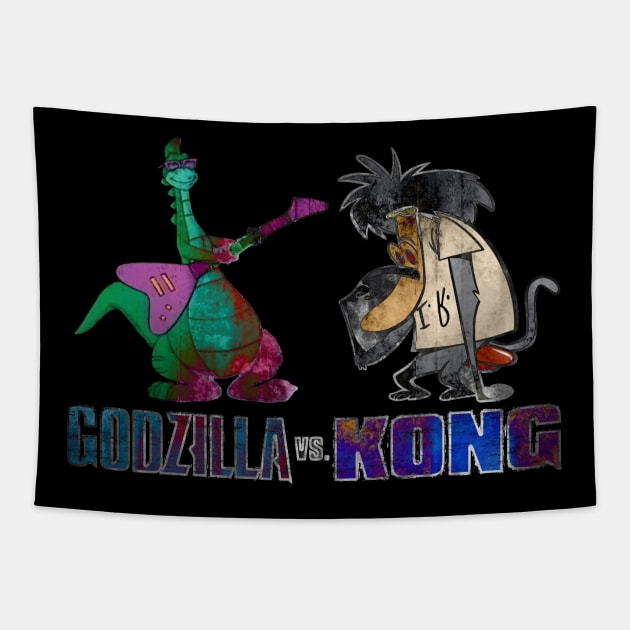 Godzilla Vs. Kong (Denver The Last Dinosaur Vs. I.R. Baboon) Tapestry by killshrednar