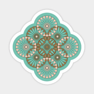 Spanish Tile - Entwined - Pink and Bronze on Turquoise Magnet