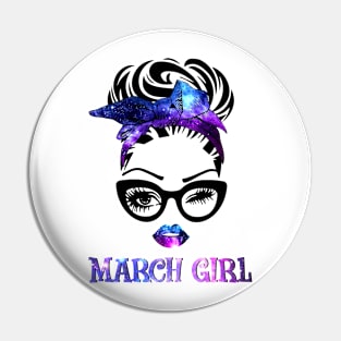 March Girl Galaxy Pin