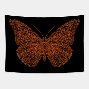 Butterfly design created using line art - orange version Tapestry