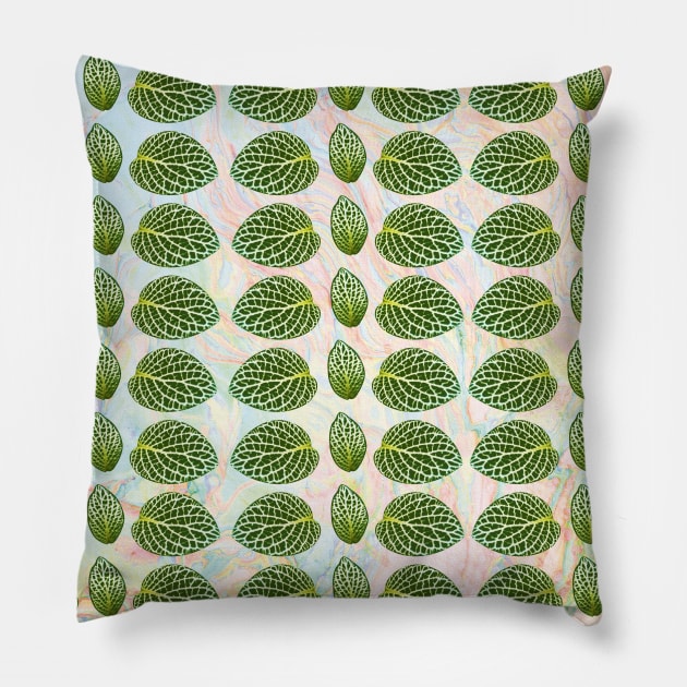 Realistic Green Leaves Pattern Pillow by ArticArtac