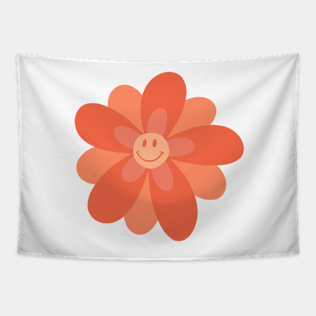 Bright and Cheerful Flower Smiley Face Tapestry by JuneNostalgia