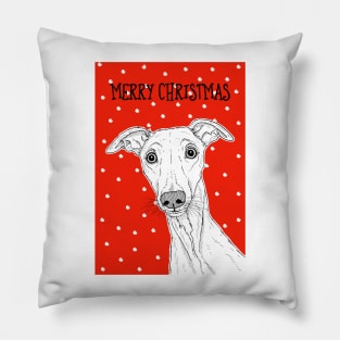 Whippet Christmas Greeting Pillow