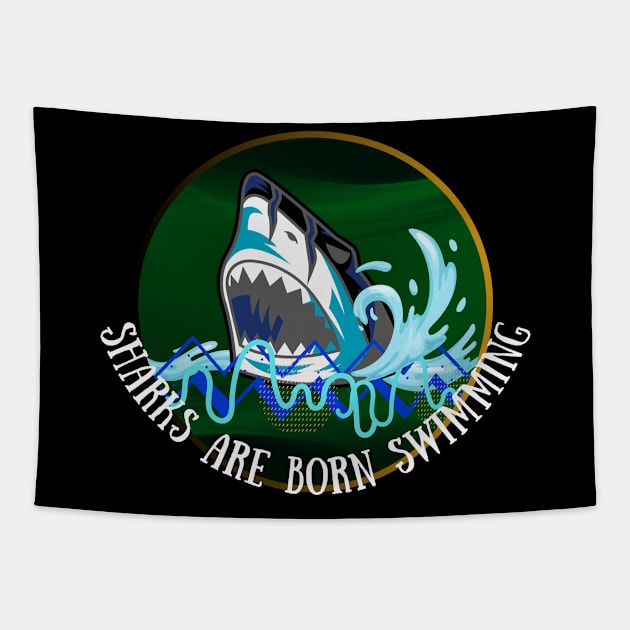 SHARKS ARE BORN SWIMMING DESIGN Tapestry by The C.O.B. Store