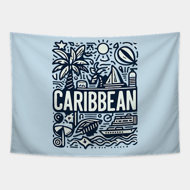 Vintage Caribbean Typography Design Tapestry by Trendsdk