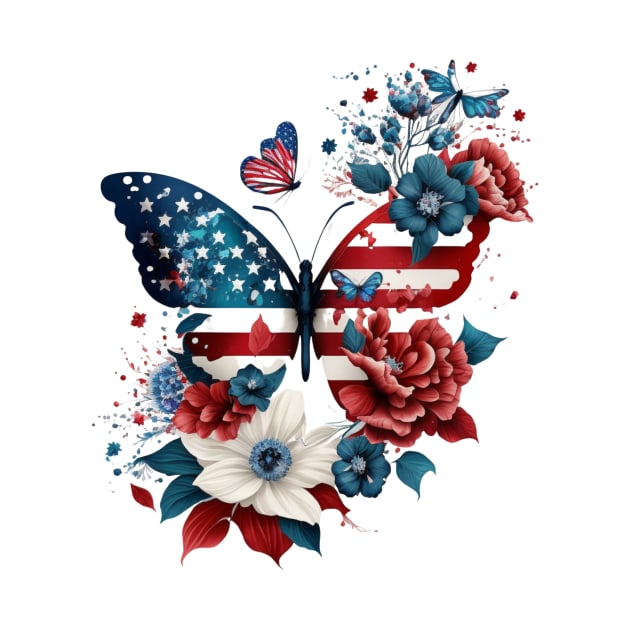 4th of July Floral Butterfly patriotic usa by studio.artslap