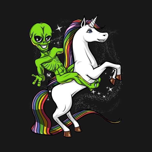 Space Alien Riding Unicorn by underheaven