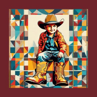 Young Cowboy Wearing His Father's Boots T-Shirt