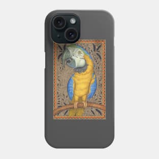 Beautiful African Blue & Gold Macaw on leafy Tapestry Phone Case