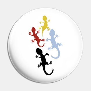 Happy gecko silhouettes on blue Pin