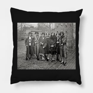 Girls With Rifles, 1925. Vintage Photo Pillow