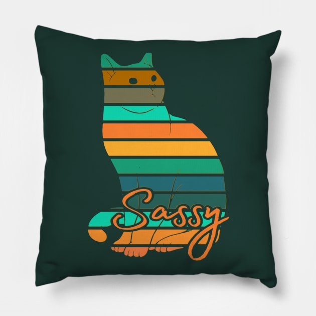 Tropical Colors Cat Art Pillow by AlondraHanley