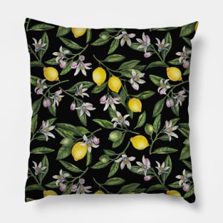 Lemon branches with blossoms and fruit Pillow