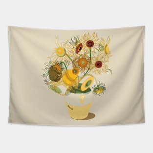 Vincent van Gogh 12 Sunflowers Lineart Tapestry