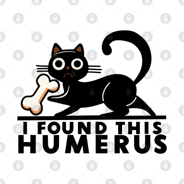 Funny black Cat Holding Human Bone by fantastico.studio