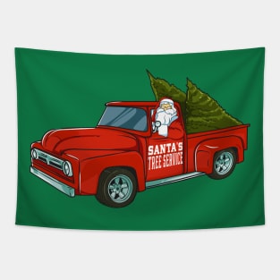 Santa's Tree Service Pickup Truck Christmas Tapestry