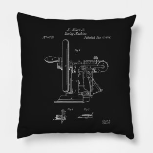 Sewing Machine Patent - Seamstress Craft Sewing Room Art - Black Chalkboard Pillow