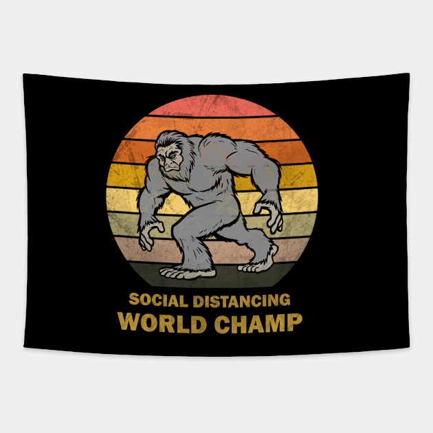 Bigfoot Social Distancing World Champ Tapestry by valentinahramov