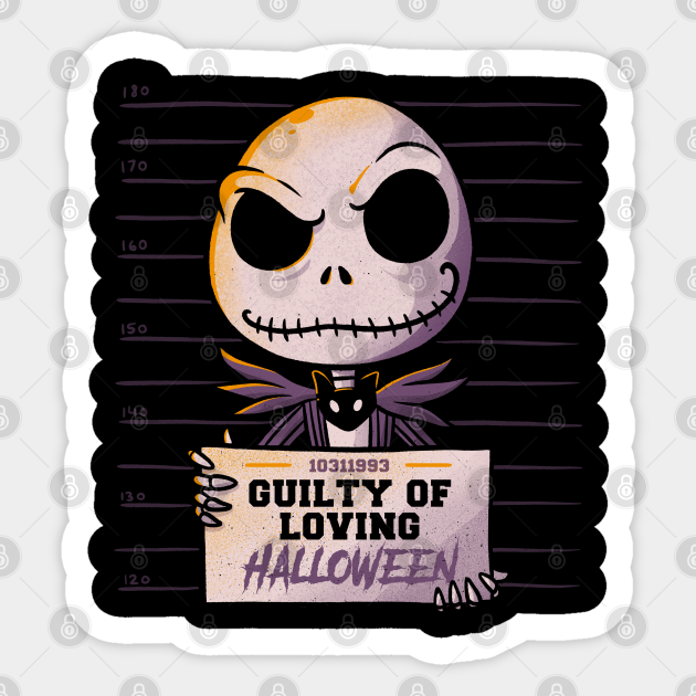 Guilty Jack Cute Skellington MugShot - Jack Skellington - Sticker