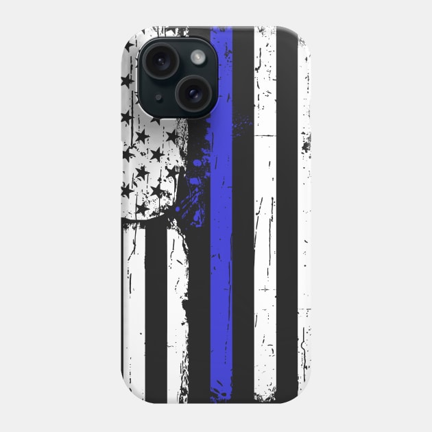 Blue Line Law Enforcement American Flag Graphic Phone Case by Xeire