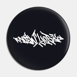 New York graffiti tag (white on black). Pin