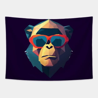 Cool Low Poly Chimpanzee wearing Sunglasses Tapestry