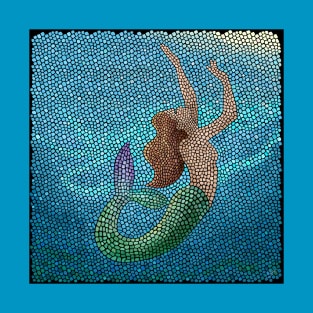 Mosaic Mermaid in a turquoise sea T-Shirt