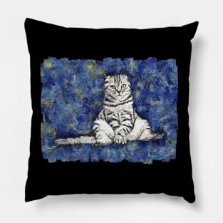 Cat Van Gogh Starry Night Pillow