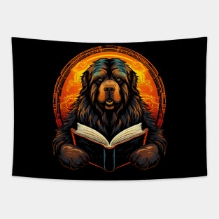 Tibetan Mastiff Reads Book Tapestry