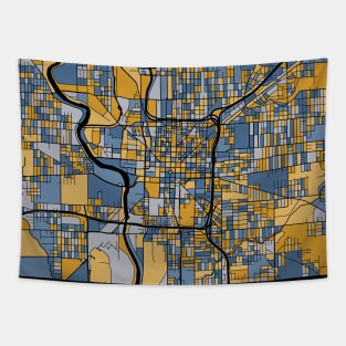 Indianapolis Map Pattern in Blue & Gold Tapestry