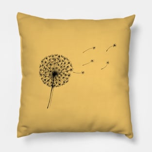 Dandelion Clock in mustard and black Pillow