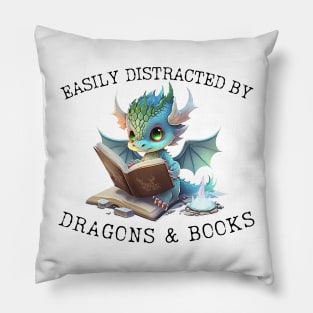 Easily Distracted by Dragons and Books Introvert Shirt Pillow