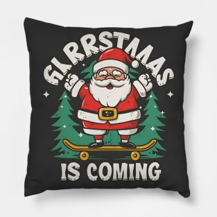 Santa on skateboard Pillow