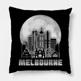 Melbourne Australia Skyline Full Moon Pillow